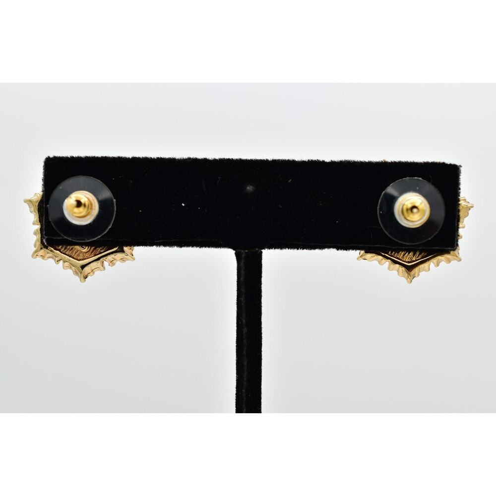 Christian Dior Vintage Black Cabochon Earrings Crystal Gold NOS Signed 80s BinQ - Picture 10 of 12